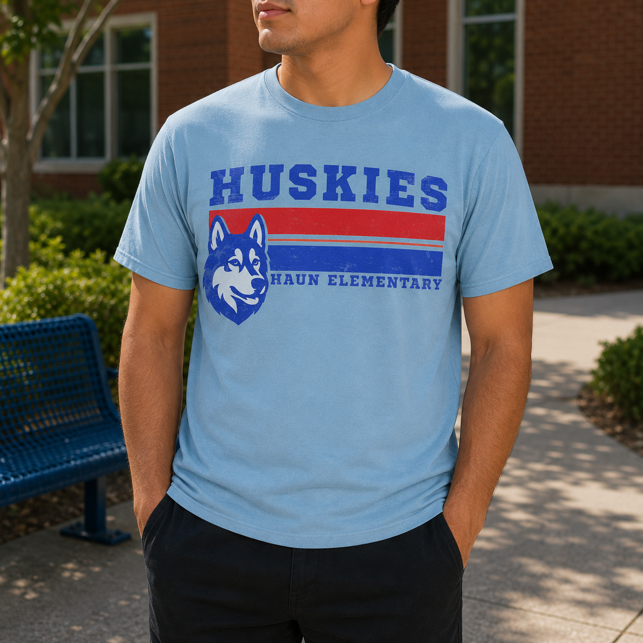 HUSKIES STRIPE UNISEX ADULT T-SHIRT